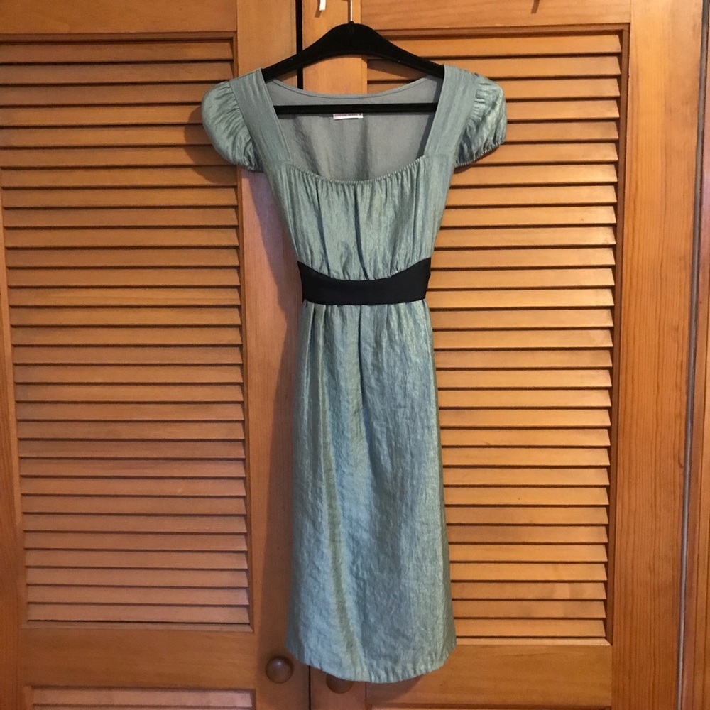 Iridescent Green Cap Sleeve Dress